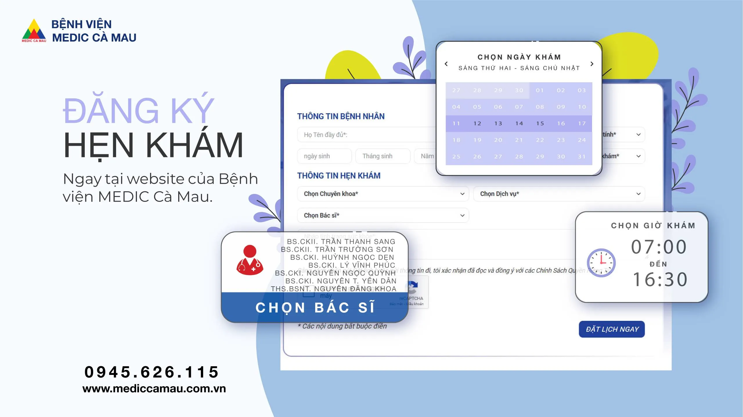 Đăng ký hẹn khám tại bệnh viện Medic Cà Mau