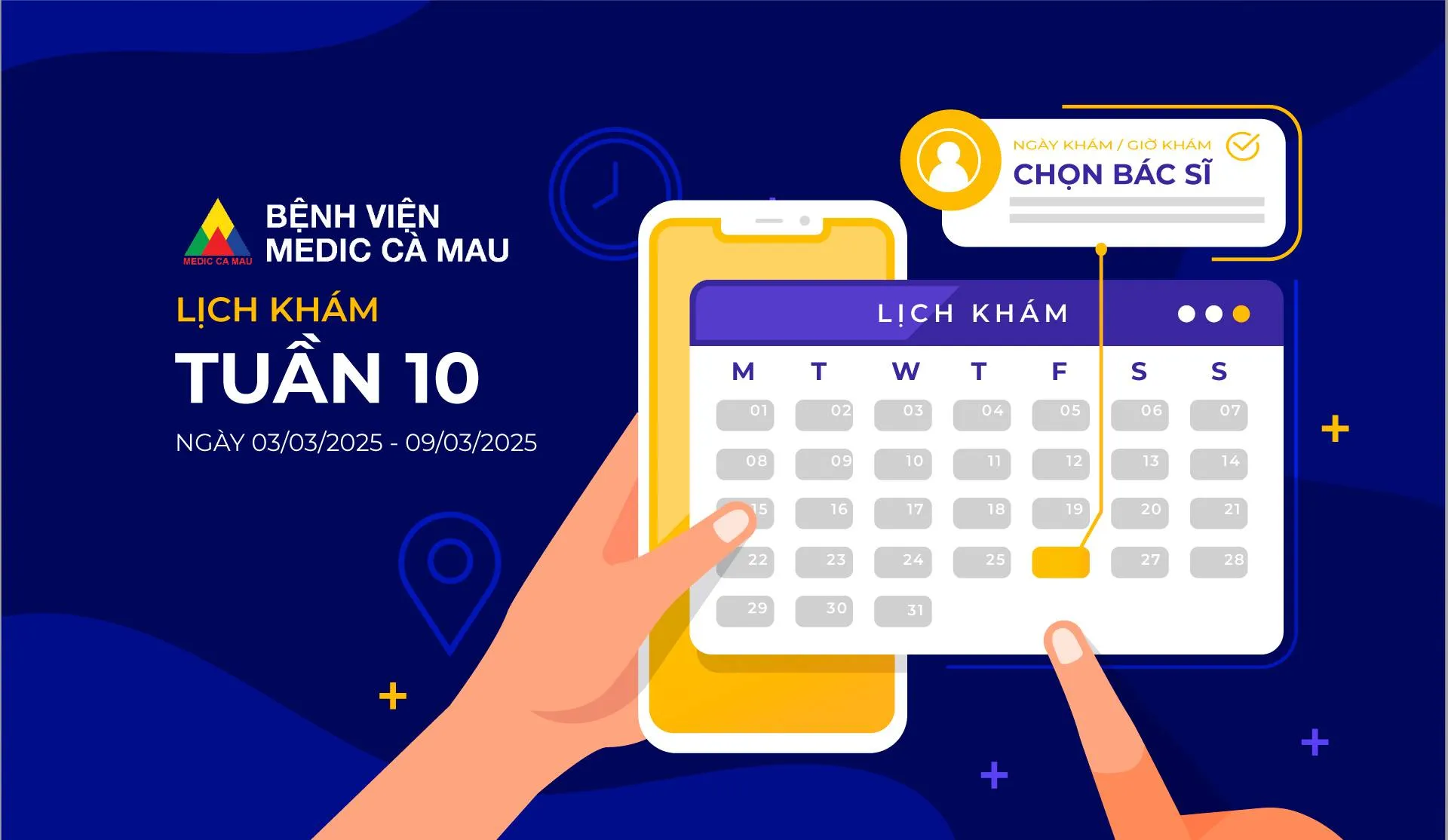 Lịch khám tuần 10 Bệnh viện MEDIC Cà Mau